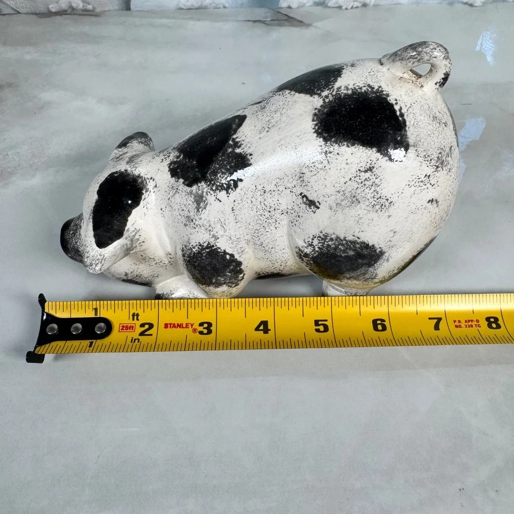 Charming Spotted Pig Figurine Handpainted Ceramic Farmhouse Cottage‎
